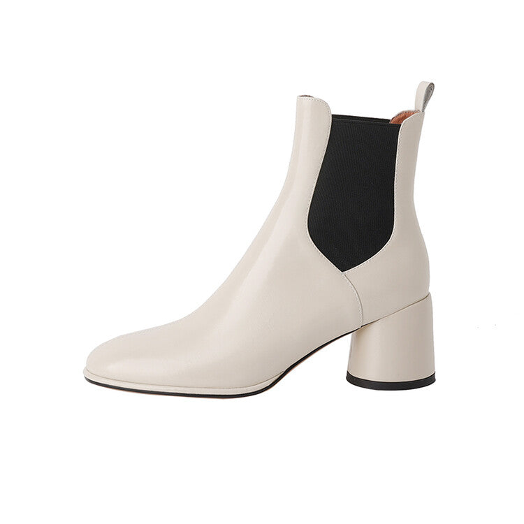 He And Her Sweet Joint British Style Chunky High-heeled Ankle Boots