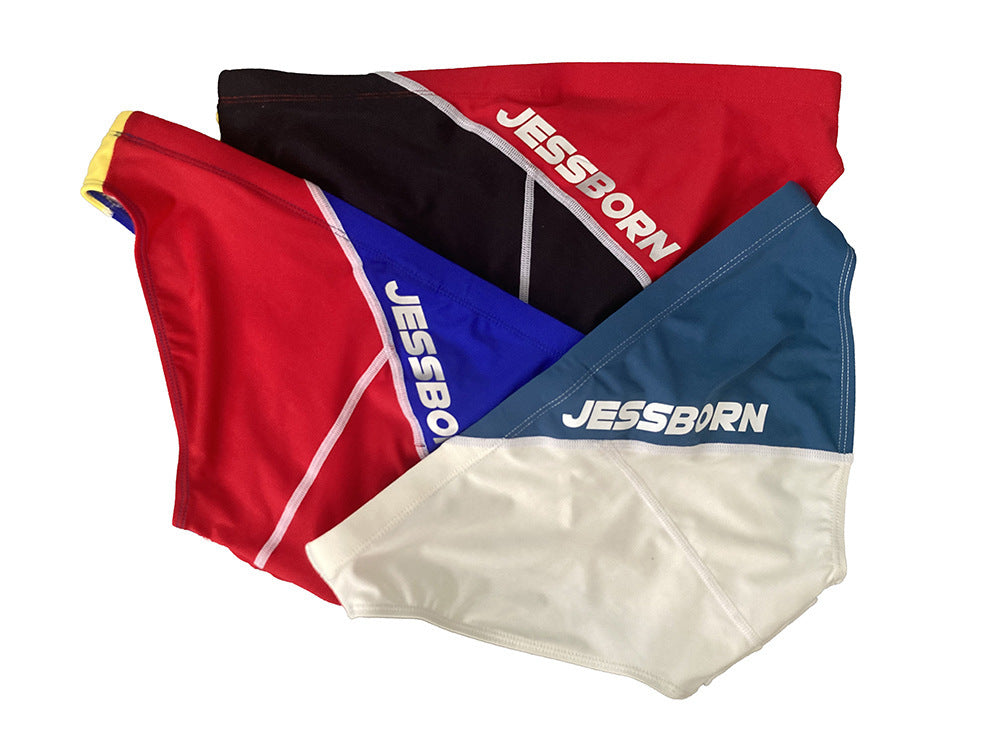 Men's Color Matching Swim Briefs Swimming Trunks