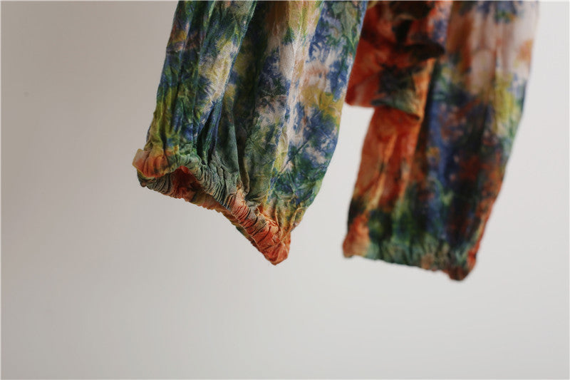 Tie-Dyed Big-Crotch Cotton Harem Loose Casual Pants