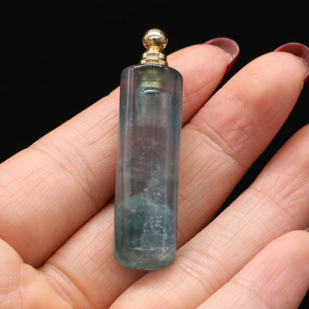 Essence Elysium: Natural Stone Necklace with Perfume Bottle Pendant.