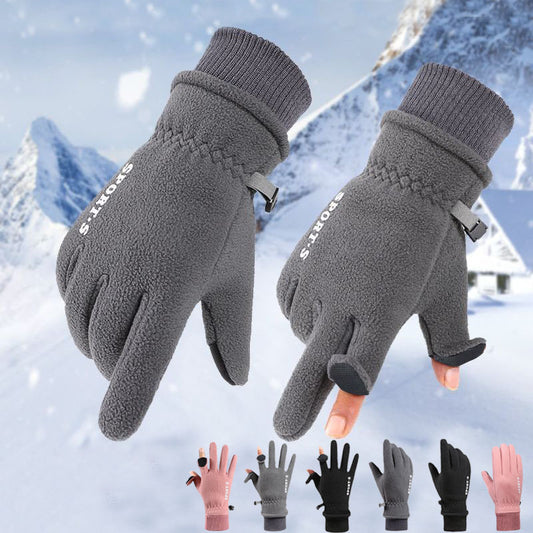 Outdoor-Skihandschuhe, Winter-Polarfleece-Klapphandschuhe, Winterhandschuhe für Herren und Damen sowie verdickte, warme Touchscreen-Handschuhe aus Samt