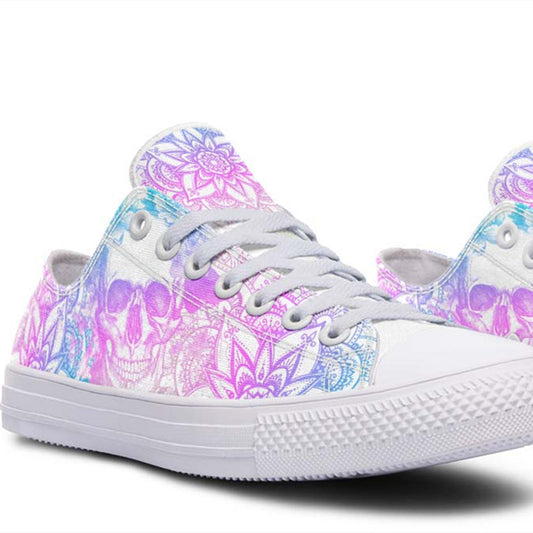 UrbanKicks Pinky Skull Fashion Print Couple Low-Top Canvas Shoes