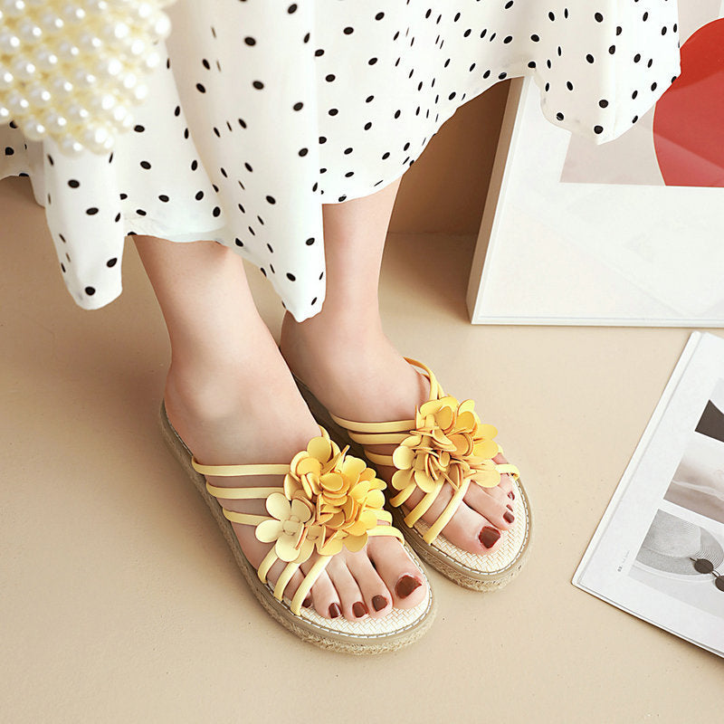 Flat Bottomed Summer Roman Floral Sandals