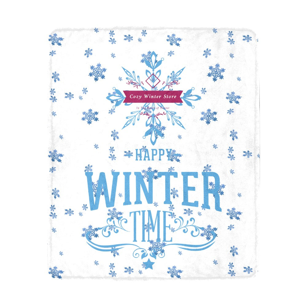 CWS Cozy Blankets " Happy Winter Time"  Ultra-Soft Micro Fleece Blanket 50" x 60"(Made In USA) by Cozy Winter Store