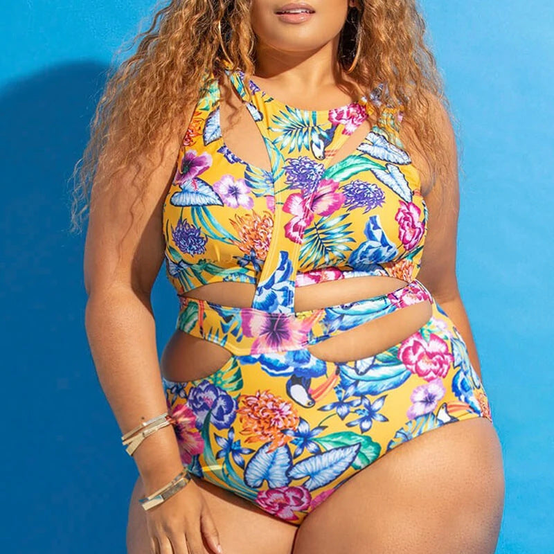 Ethnic Print Plus Size Swimsuit Bikini