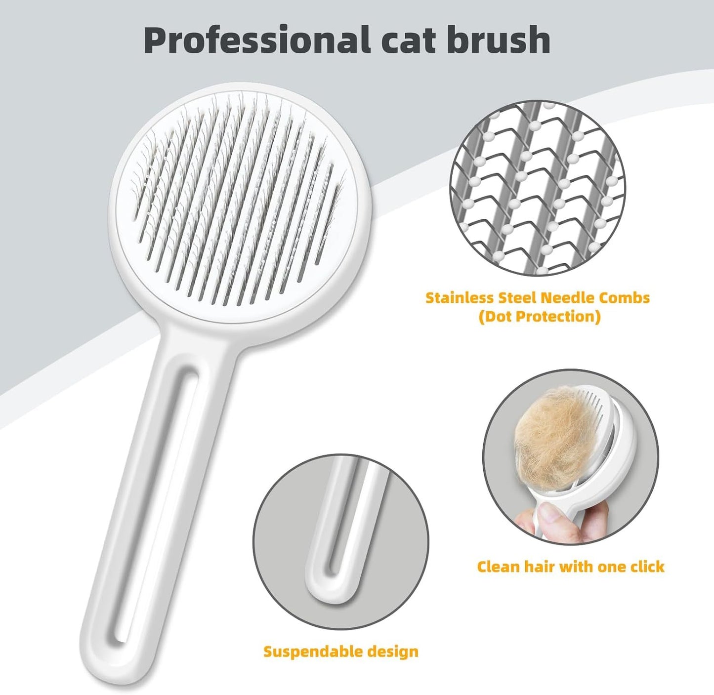 Cat Brush With Release Button Cat Brushes For Indoor Cats Shedding Cat Hair Brush For Long Or Short Haired Cats Cat Grooming Brush Cat Comb For Cat Dog Massage Self Cleaning Brush Removes Loose Fur