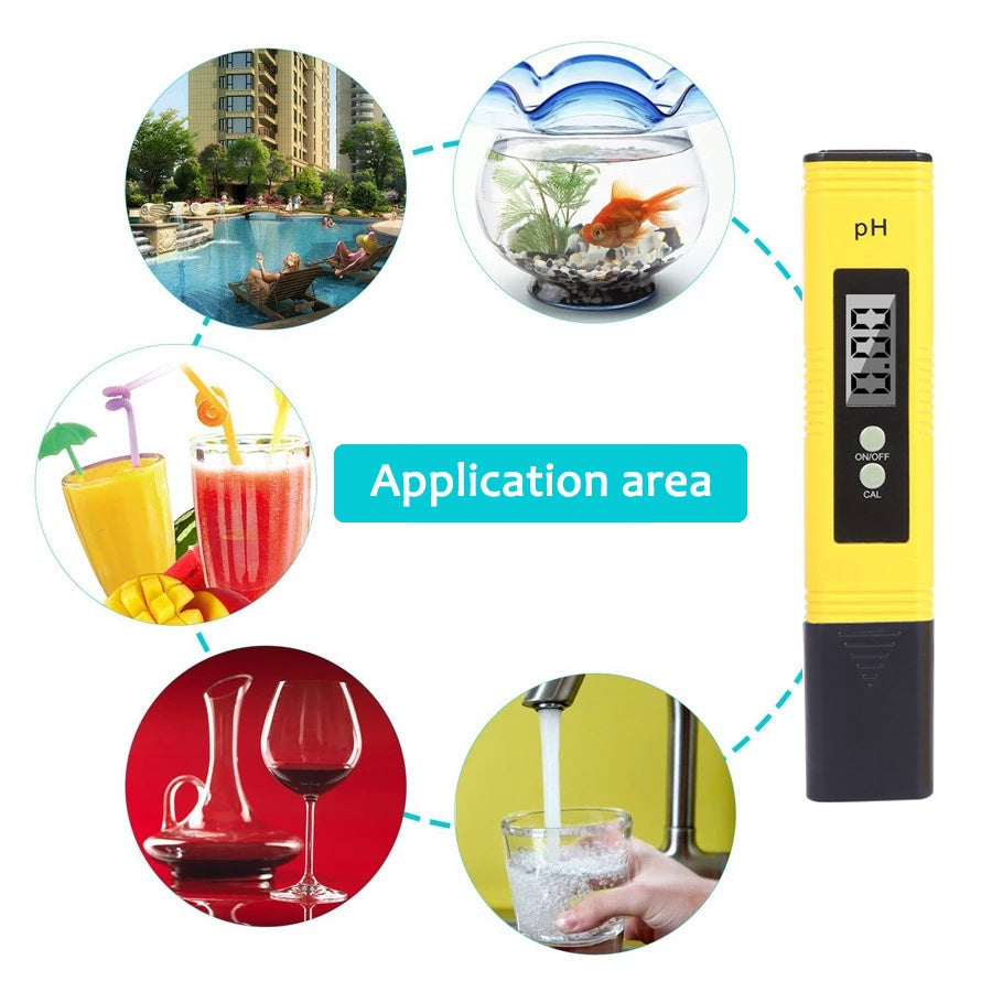 PH Meter 0.01 PH Battery Powder High Precision Water Quality EC Tester 0-14 PH Measurement Range For Aquarium Swimming Pool Digital Electric PH Meter LCD Tester Pocket Hydroponics Aquarium Water Test