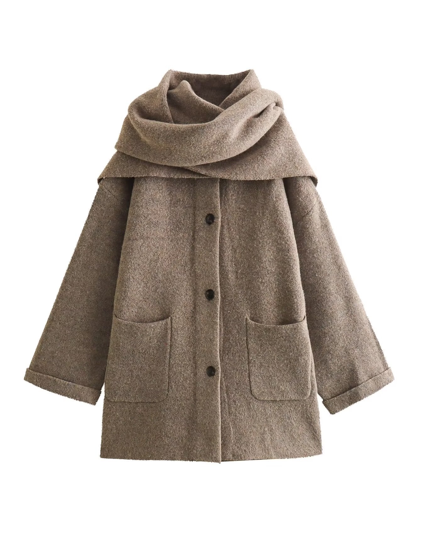 New Women's Autumn Warm Scarf Short Knitted Overcoat Jacket