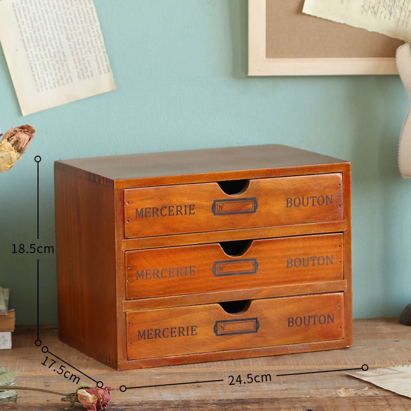 Vintage Wooden Multifunctional Drawer Storage Box