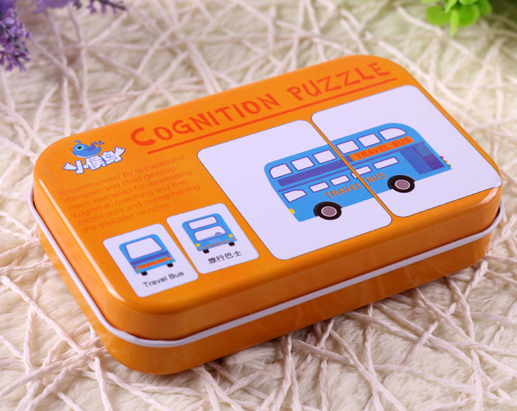 Children's Literacy Cognitive Card Baby Iron Box Puzzle Reading Card Toys