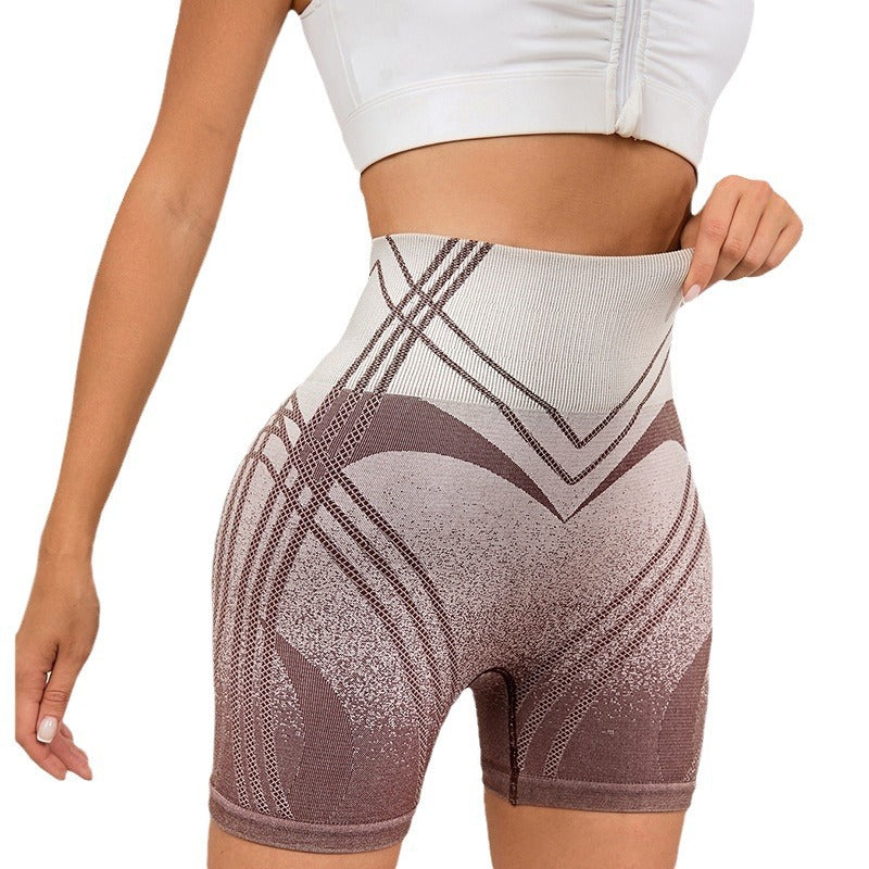 Fitness-Shorts mit Farbverlauf und hoher Taille für Damen