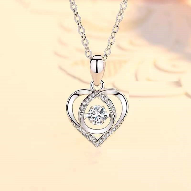 S925 schlagende herzförmige Halskette Frauen Luxus Liebe Strass Halskette Schmuck Geschenk zum Valentinstag