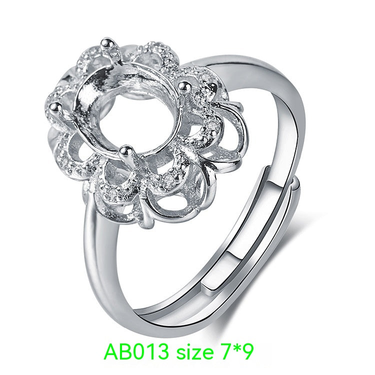 925 Silver Plating 18k Platinum Ring Frame Accessories