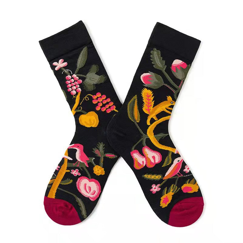 Trendy Mid-calf Artistic Illustration Socks