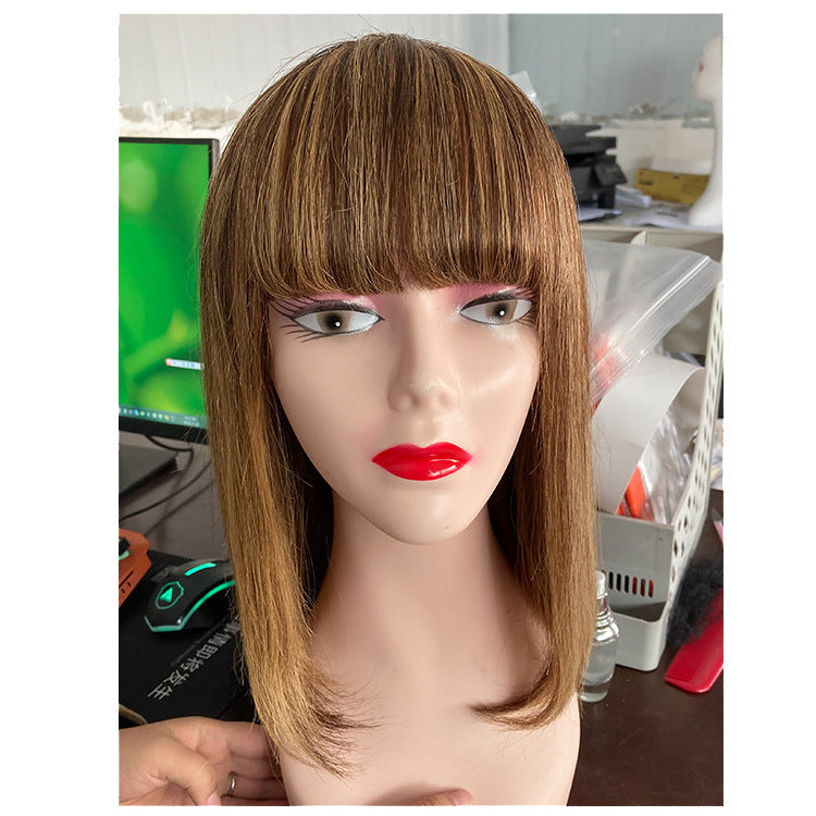 Women's Short With Bangs Mechanism Real Hair