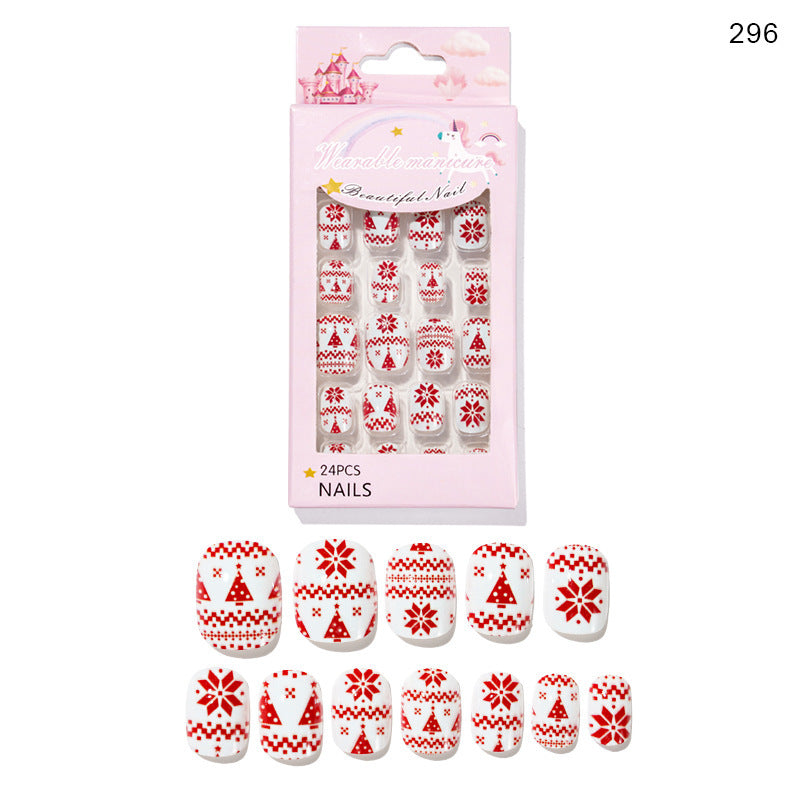 Christmas Cute Children Nails 24 Pieces Wearable