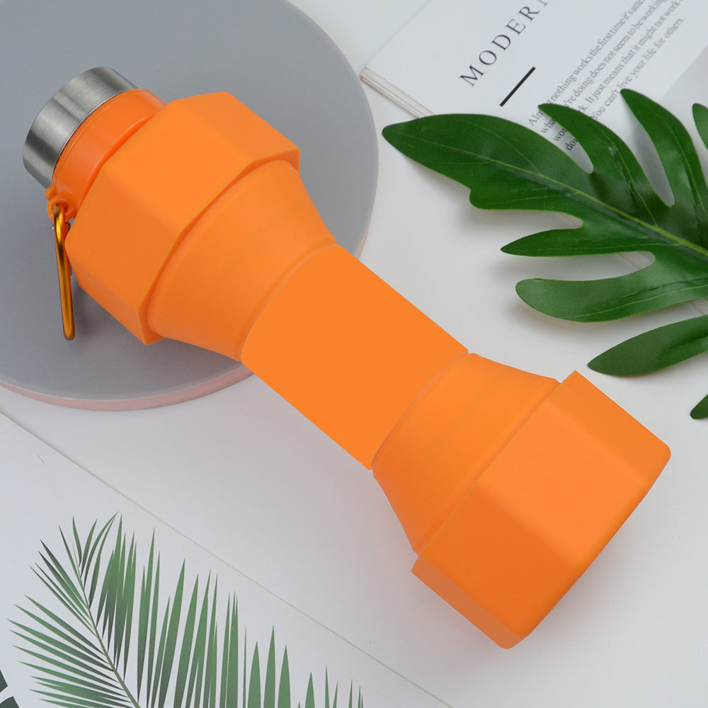 Large Capacity Sports Silicone Water Bottle Creative Foldable Fitness Dumbbell Shape