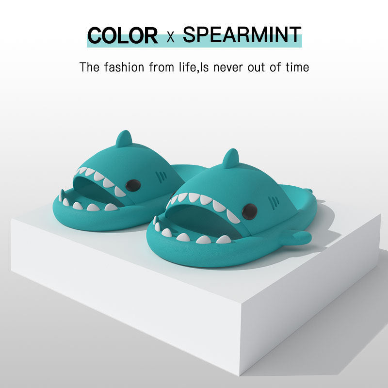 Parent-Child Children's Small Carbon Black Shark Slippers