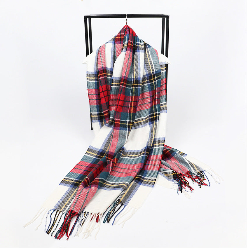 Plaid Cashmere-like Thickening Thermal Women's Shawl