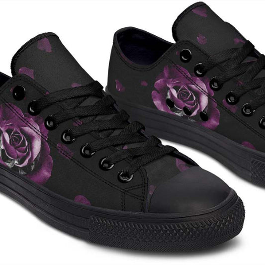 UrbanKicks Purple Rose Fashion Printed Couple High Top Canvas Shoes