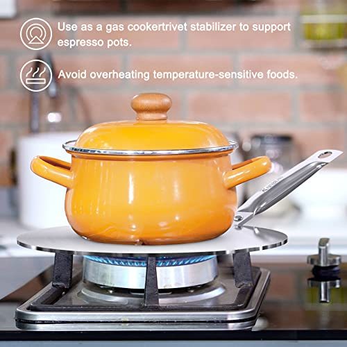 Heat Diffuser Simmer Ring Plate, Stainless Steel With Stainless Handle, Induction Adapter Plate For Gas Stove Glass Cooktop Converter, Flame Guard Induction Hob Pans, 7.5Inch & 8Inch & 9.25 Inch