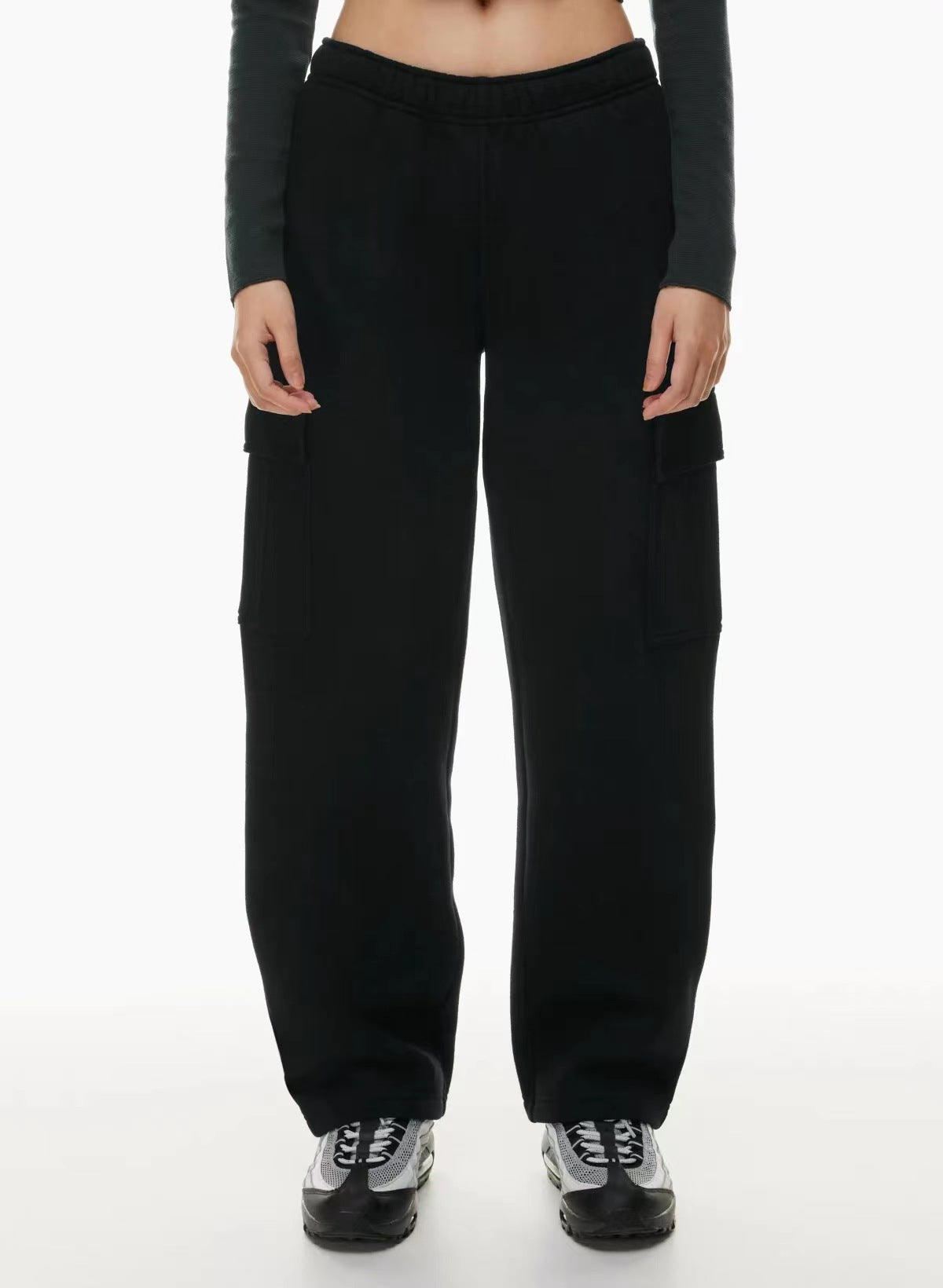 Elastic-waist High Waist Wide-leg Ankle-length Pants