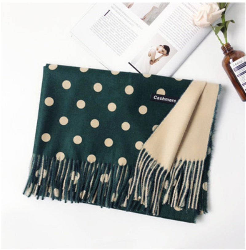 Autumn And Winter Warm Polka Dot Cashmere Scarf